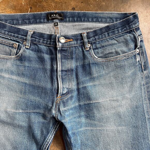 A.P.C. Men's Selvedge Denim Jeans Petit New Standard REPAIRS FADES 35x33 - Picture 1 of 9